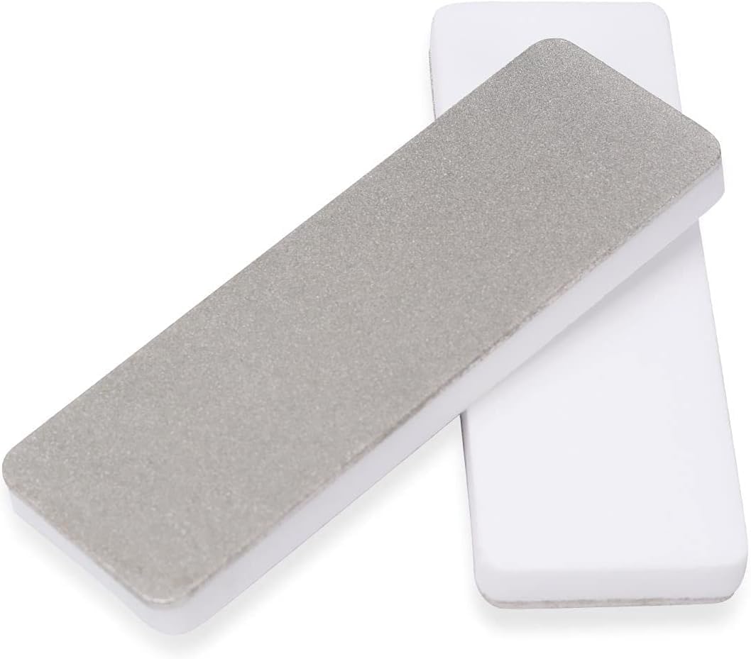 Mini Pocket Knife Sharpener - Double-Sided Diamond & Ceramic Sharpening Stone | Portable 400 Grit Tool for Knives, Scissors, and Outdoor Survival Gear