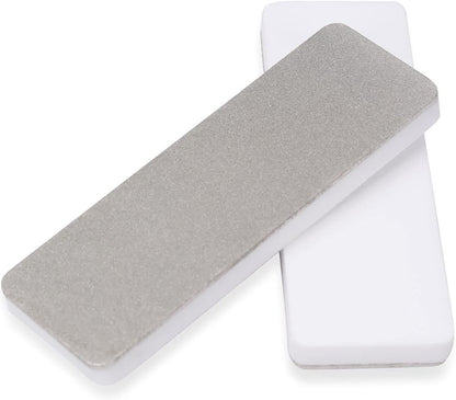 Mini Pocket Knife Sharpener - Double-Sided Diamond & Ceramic Sharpening Stone | Portable 400 Grit Tool for Knives, Scissors, and Outdoor Survival Gear