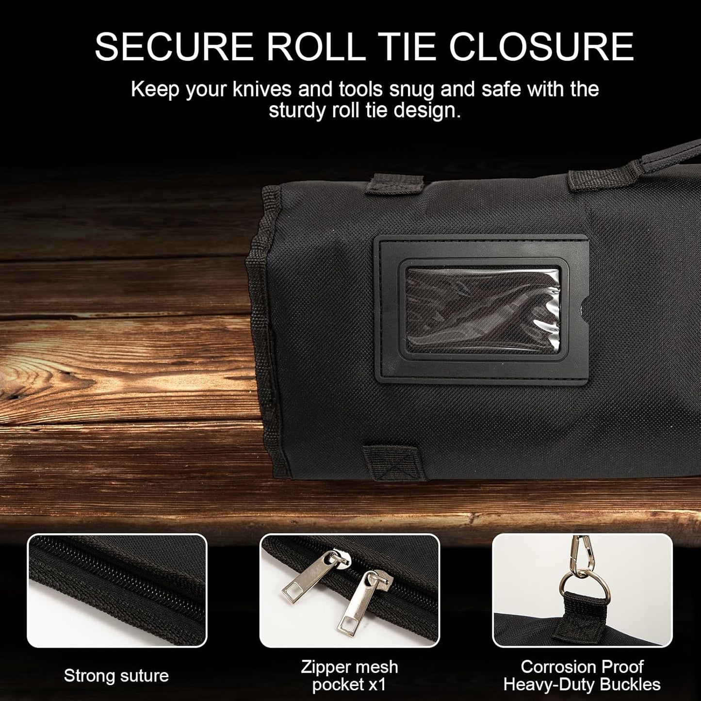 Chef Knife Roll Bag, Oxford Cloth knife bags for chefs professional, Portable 15 Slots chef bag With Zipper Close, With Adjustable Shoulder Strap knife carrying case Hold Home Kitchen Knife Tools