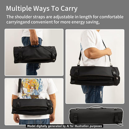 Chef Knife Roll Bag, Oxford Cloth knife bags for chefs professional, Portable 15 Slots chef bag With Zipper Close, With Adjustable Shoulder Strap knife carrying case Hold Home Kitchen Knife Tools
