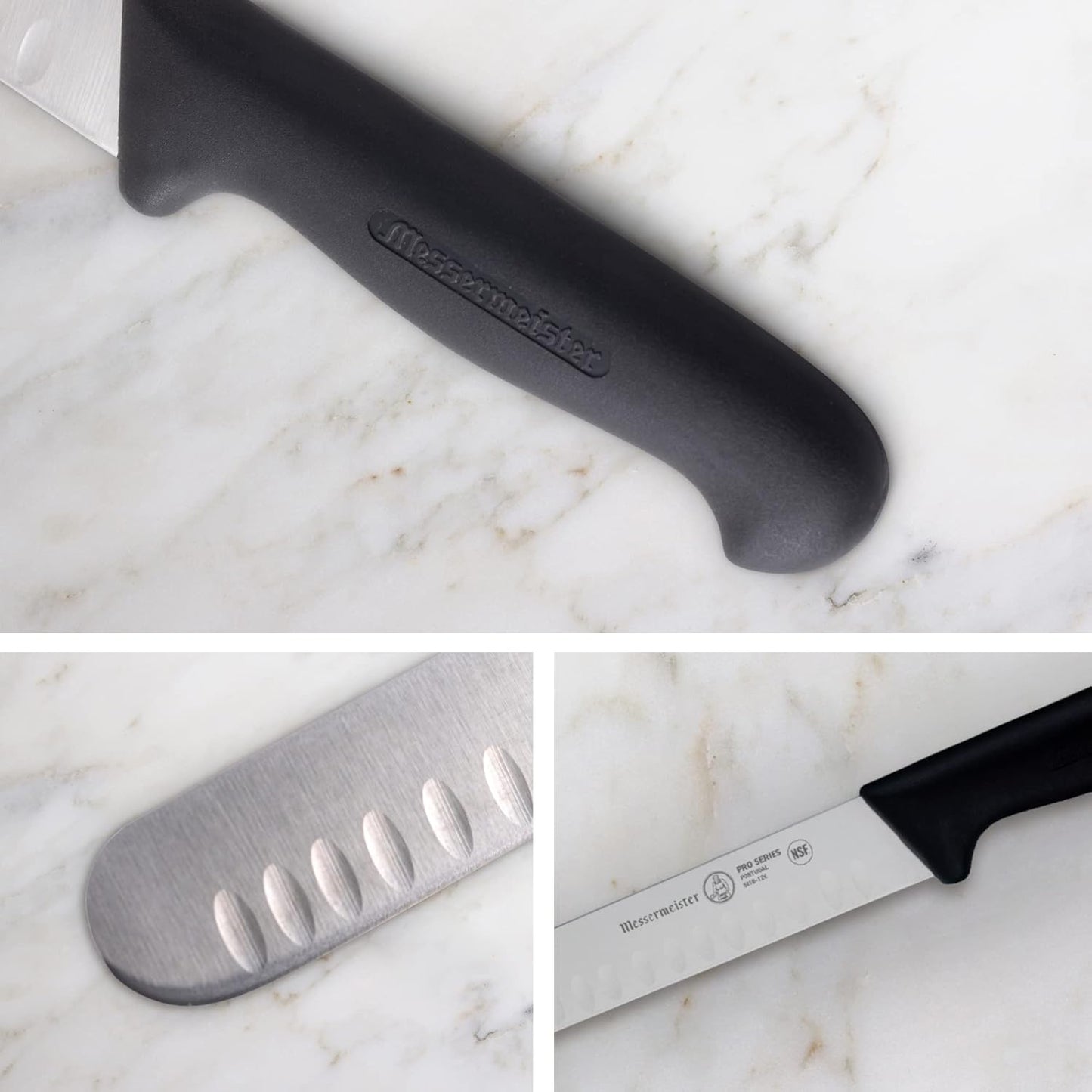 Pro Series 12” Round-Tip Kullenschliff Slicer Knife - German X50 Stainless Steel & NSF-Approved PolyFibre Handle - 15-Degree Edge, Rust Resistant & Easy to Maintain - Made in Portugal