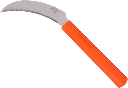 K206P Stainless Steel Sickle, A+ Grade, Plastic Handle, 4.3-Inch Blade , Orange