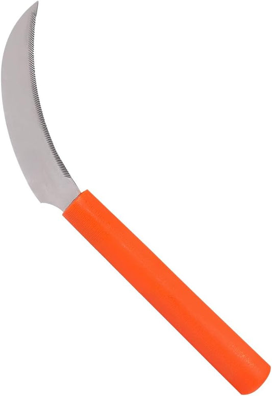 K206P Stainless Steel Sickle, A+ Grade, Plastic Handle, 4.3-Inch Blade , Orange