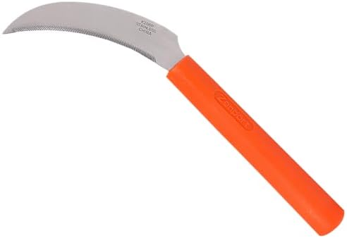 K206P Stainless Steel Sickle, A+ Grade, Plastic Handle, 4.3-Inch Blade , Orange