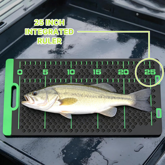 Fish Fillet Mat Kit With 25" Ruler, 7" filet knife & Storage Bag - Non-Slip Texture Portable & Durable Cleaning Cutting Board for Easy Filleting,Fishing gear, 29.5"x15.5"