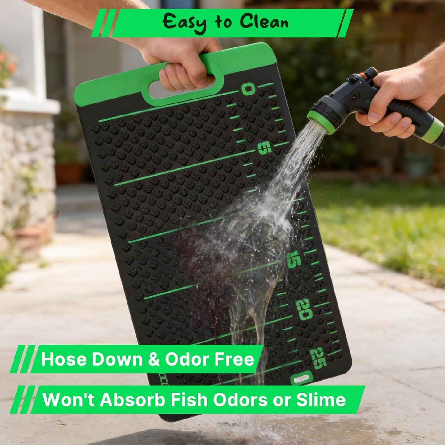 Fish Fillet Mat Kit With 25" Ruler, 7" filet knife & Storage Bag - Non-Slip Texture Portable & Durable Cleaning Cutting Board for Easy Filleting,Fishing gear, 29.5"x15.5"