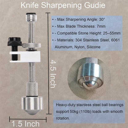 SG01 Knife Sharpening Angle Guide Adjustable 0° to 30° for Sharpening Knives on Whetstone/Daimond Stone, Scrolling Knife Sharpener Jig, Fidget Toys Gift for Blade-Loving Men (2, Silver)