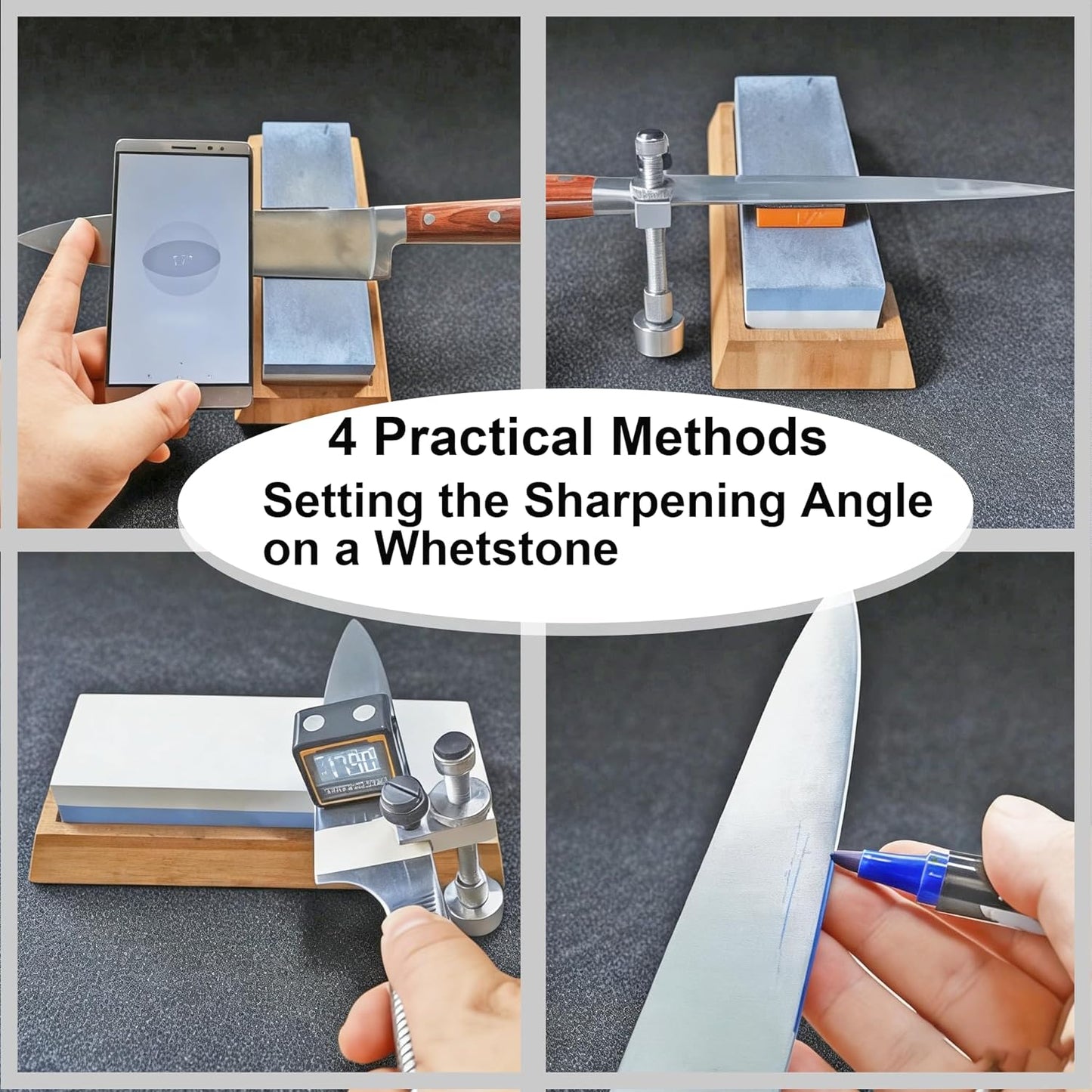 SG01 Knife Sharpening Angle Guide Adjustable 0° to 30° for Sharpening Knives on Whetstone/Daimond Stone, Scrolling Knife Sharpener Jig, Fidget Toys Gift for Blade-Loving Men (2, Silver)