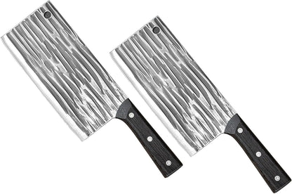 2 Pcs Professional Cleaver Chef Knife, High Strength Stainless Steel 7.5 Inch Sharp Kitchen Blade with Plastic Handle (2)