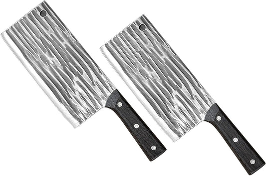 2 Pcs Professional Cleaver Chef Knife, High Strength Stainless Steel 7.5 Inch Sharp Kitchen Blade with Plastic Handle (2)