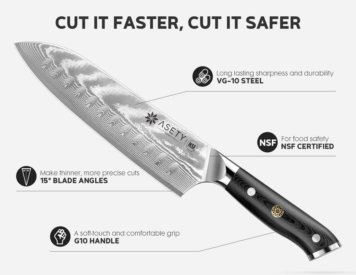 Damascus Knife Set 3 PCS, Japanese Kitchen Knives with G10 Handle