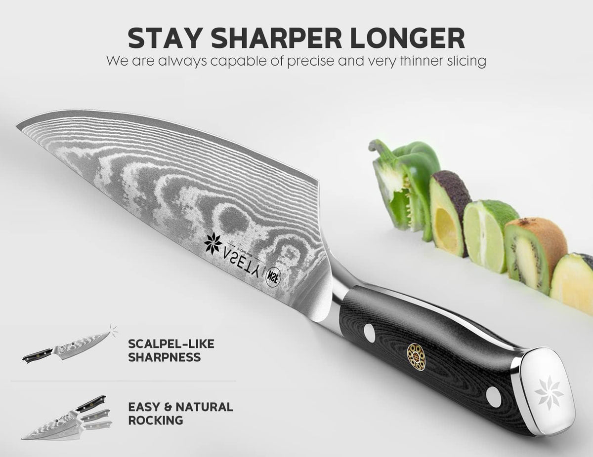 Damascus Knife Set 3 PCS, Japanese Kitchen Knives with G10 Handle