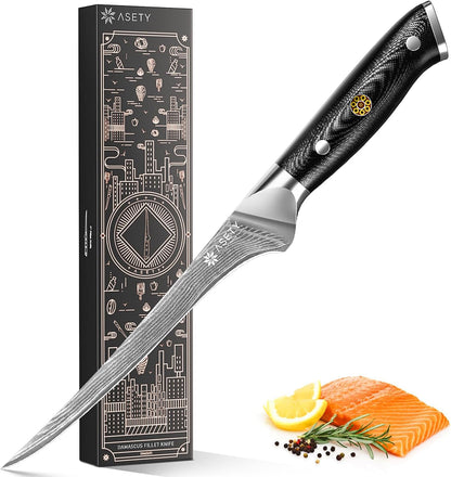 Damascus Knife Set 3 PCS, Japanese Kitchen Knives with G10 Handle
