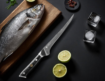 Damascus Knife Set 3 PCS, Japanese Kitchen Knives with G10 Handle