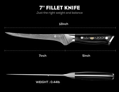 Damascus Knife Set 3 PCS, Japanese Kitchen Knives with G10 Handle