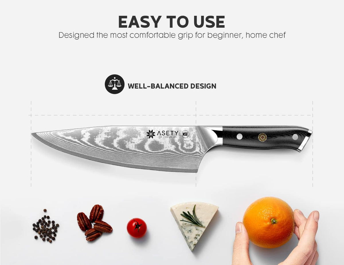 Damascus Knife Set 3 PCS, Japanese Kitchen Knives with G10 Handle