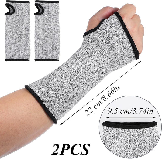 2 Pairs Cut Resistant Sleeves Arm Protection Sleeves with Thumb Holes Arm Guards for Men Women Industrial Gardening Sleeve(8.6 x 3.7 Inches Gray)