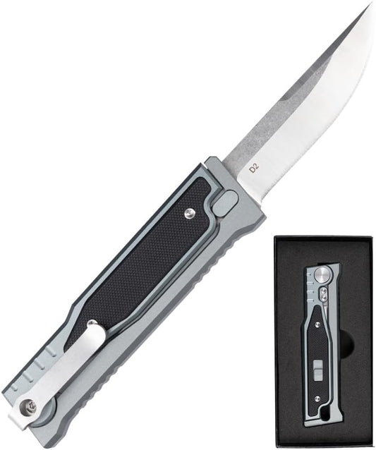 Pocket Knife, Folding Knife, Camping Outdoor edc Knives with Clip 3.15" Steel Blade Aluminium inlay G10 Handle.Camping Folding Knife for Men woman