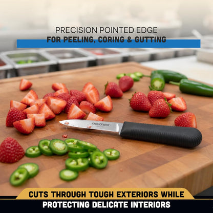 Dexter Sani-Safe 3-Pack of 3¼ Paring Knives, White Handle, DEXSTEEL Blades | Ideal for Precise Peeling & Carving Fruits and Vegetables, NSF Certified