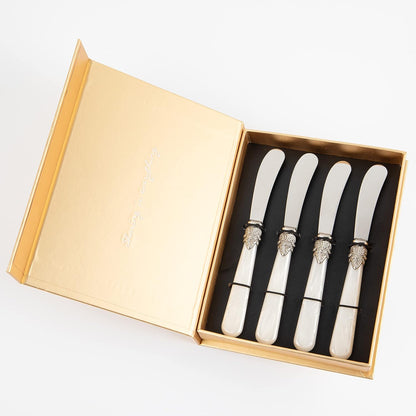 REVERIE Collection 4-piece Stainless Steel Butter Spreader Cheese Knife, Giftable Butter Knives set, Bread Knife set (Gold)