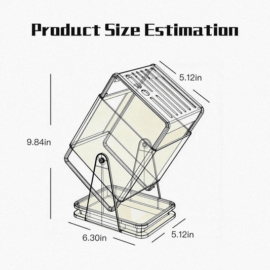 Cream Carbon Steel Kitchen Knife Holder, 30° Rotating Universal Knife Block with 9 Slots, Safe Slant Insert & Drip Tray for Multiple Knives