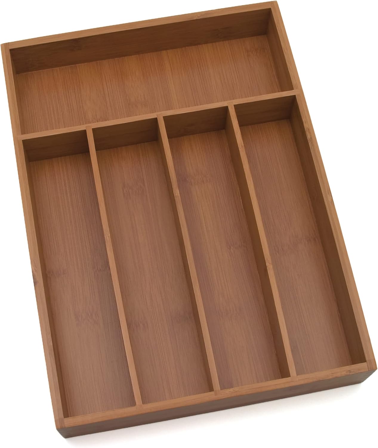 8876 Bamboo Wood Flatware Organizer, 5 Compartments, 10 1/2" x 14" x 2"