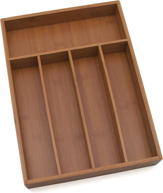 8876 Bamboo Wood Flatware Organizer, 5 Compartments, 10 1/2" x 14" x 2"