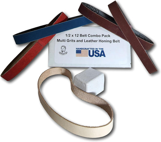 1/2 X 12 Replacement Belt Kit with Leather Honing Strop Belt fits Original Work Sharp