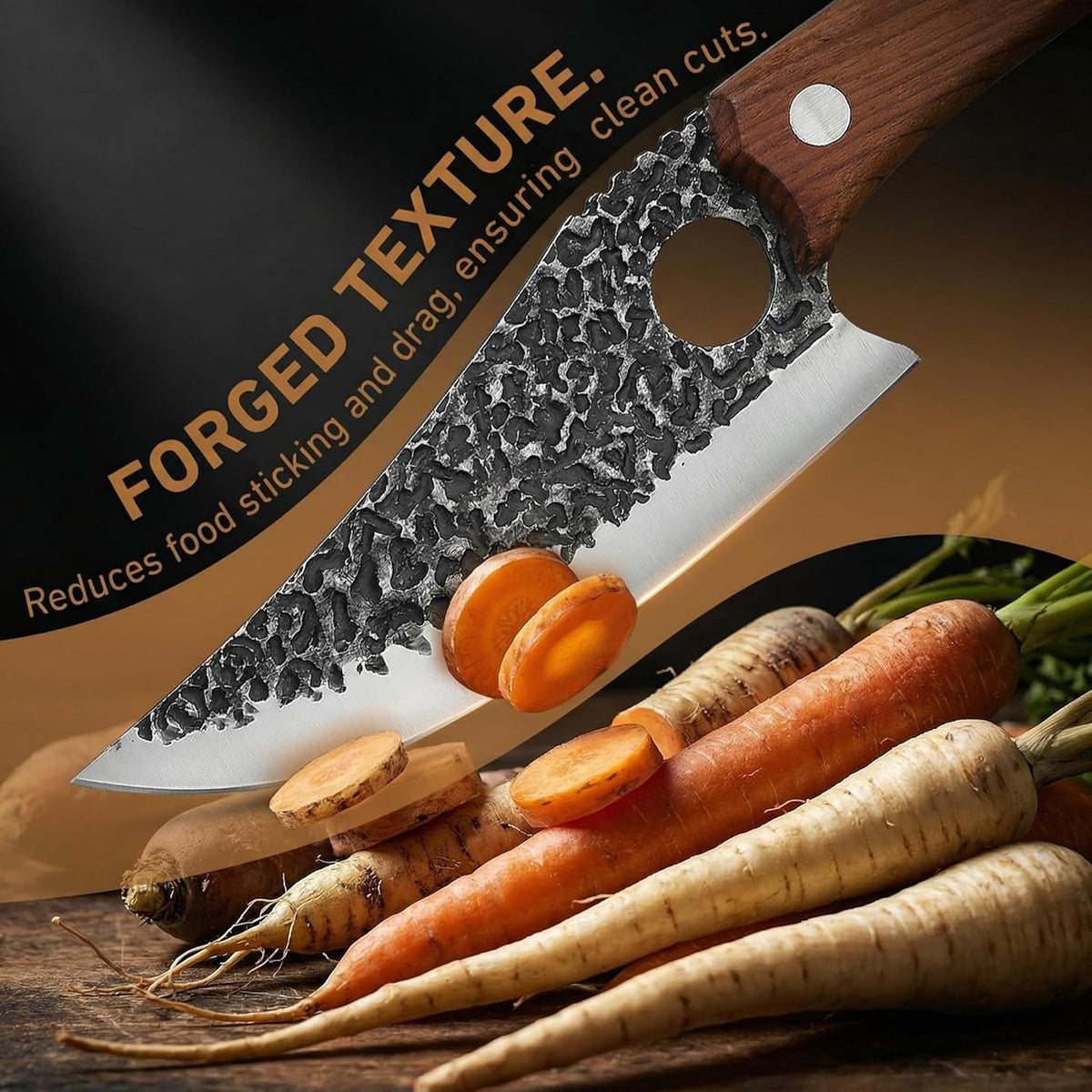 Hand‑Forged Butcher Knife,Curved Boning Knife | 5.9 Inch High Carbon Steel Hammered Blade with Wood Handle,Multipurpose Kitchen and Outdoor BBQ Knife with Premium Gift Box