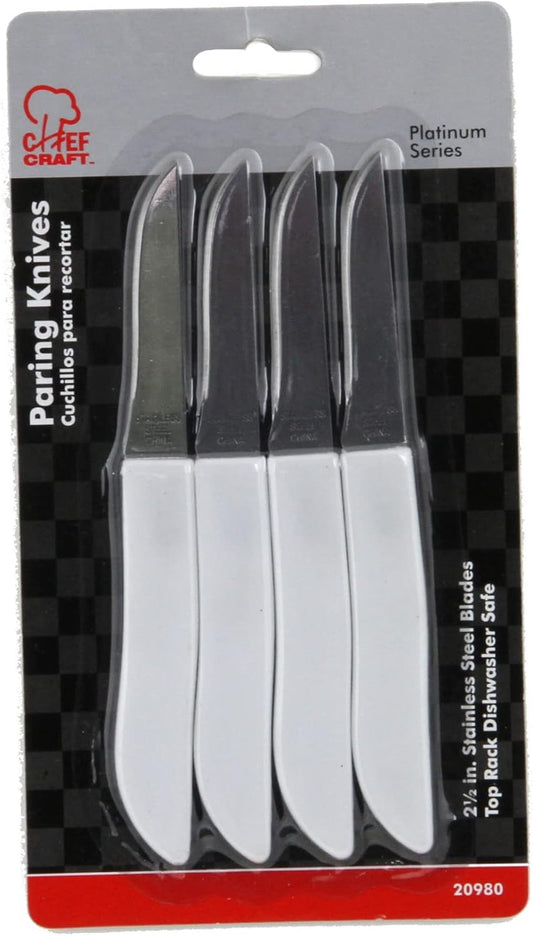 Select Paring Knife Set, 2.5 Inch Blade 6 Inches In Length 4 Piece Set, Stainless Steel/Black