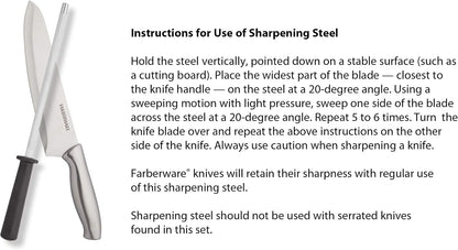 15-Piece Kitchen Knife Set, High-Carbon Stainless Steel Blades with Wood Block, Steak Knives, Sharpening Tool & All-Purpose Shears, Razor Sharp, Ergonomic Stainless Steel Handles
