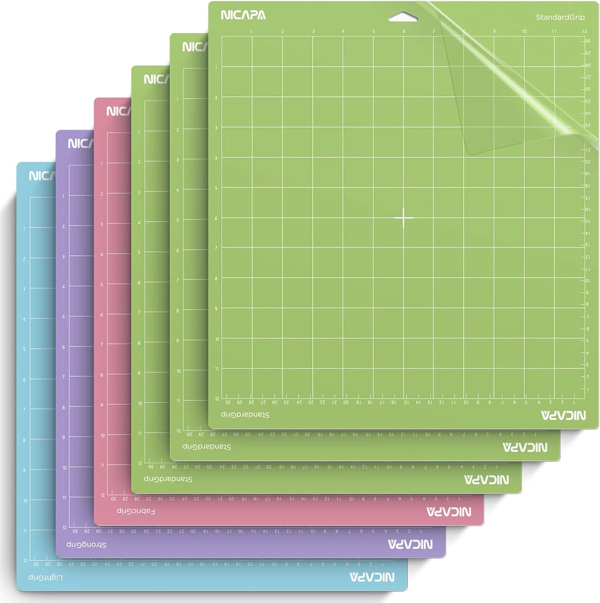 Replacement Cutting Mat(12x12 inch）for Cricut Maker /3/Explore 3/Air /2/One (6pack-3xStandard、Light、Strong、Fabric) Adhesive&Sticky Non-Slip Flexible Square Gridded Cut Mats Set
