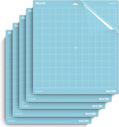 Replacement Cutting Mat(12x12 inch）for Cricut Maker /3/Explore 3/Air /2/One (6pack-3xStandard、Light、Strong、Fabric) Adhesive&Sticky Non-Slip Flexible Square Gridded Cut Mats Set
