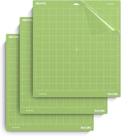 Replacement Cutting Mat(12x12 inch）for Cricut Maker /3/Explore 3/Air /2/One (6pack-3xStandard、Light、Strong、Fabric) Adhesive&Sticky Non-Slip Flexible Square Gridded Cut Mats Set