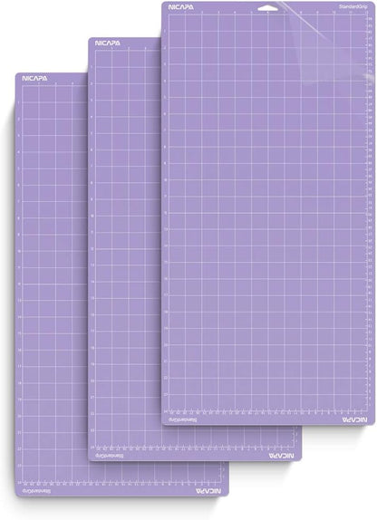Replacement Cutting Mat(12x12 inch）for Cricut Maker /3/Explore 3/Air /2/One (6pack-3xStandard、Light、Strong、Fabric) Adhesive&Sticky Non-Slip Flexible Square Gridded Cut Mats Set