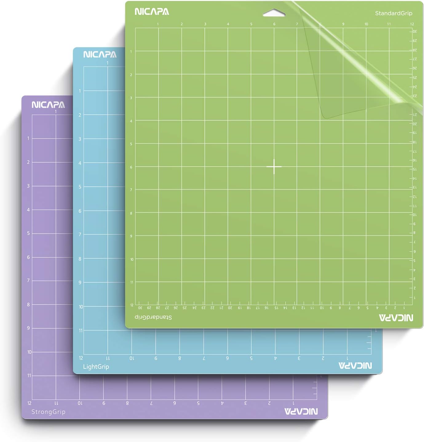 Replacement Cutting Mat(12x12 inch）for Cricut Maker /3/Explore 3/Air /2/One (6pack-3xStandard、Light、Strong、Fabric) Adhesive&Sticky Non-Slip Flexible Square Gridded Cut Mats Set