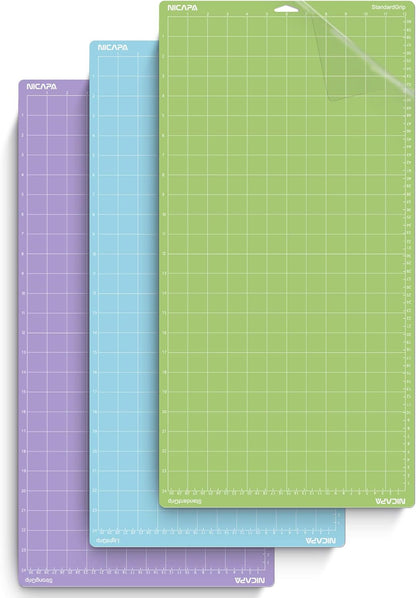 Replacement Cutting Mat(12x12 inch）for Cricut Maker /3/Explore 3/Air /2/One (6pack-3xStandard、Light、Strong、Fabric) Adhesive&Sticky Non-Slip Flexible Square Gridded Cut Mats Set