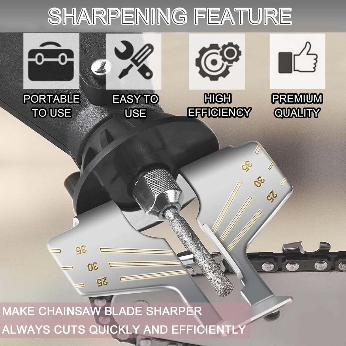 Chainsaw Sharpening Attachment Kit - 20Pcs Chain Saw Blade Teeth Sharpener Set with Angle Guide and Diamond Burr Grinding Stone Files, Hand Power Drilling Tool Accessories for Gardening Lawn Mower