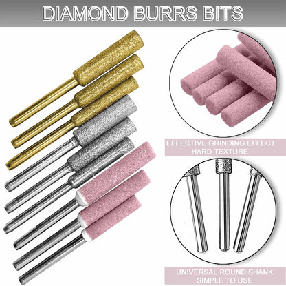 Chainsaw Sharpening Attachment Kit - 20Pcs Chain Saw Blade Teeth Sharpener Set with Angle Guide and Diamond Burr Grinding Stone Files, Hand Power Drilling Tool Accessories for Gardening Lawn Mower