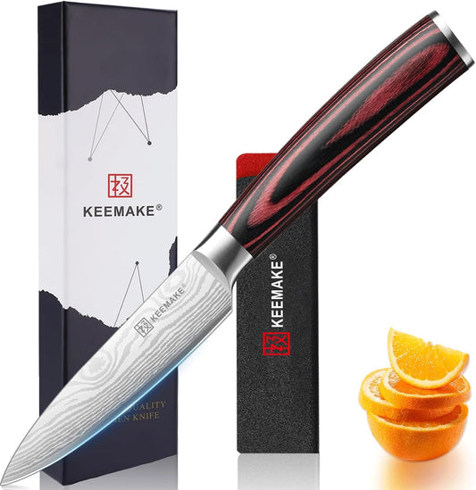 3.5 Inch Paring Knife - Ultra Sharp Fruit Knife High Carbon Stainless Steel Small Kitchen Knives for Peeling Slicing with Ergonomic Handle with Elegant Gift Box