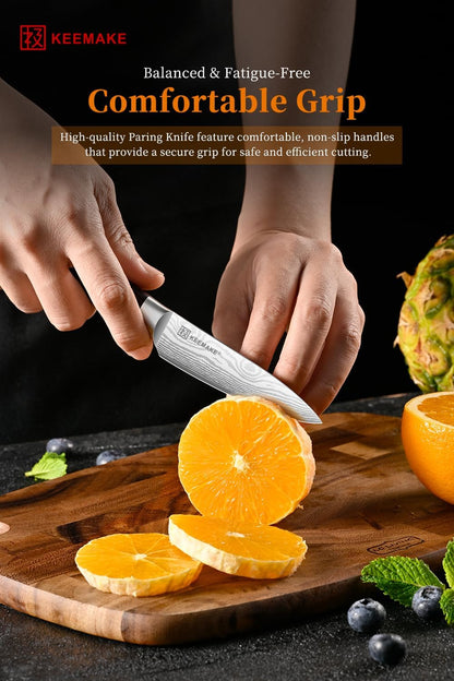 3.5 Inch Paring Knife - Ultra Sharp Fruit Knife High Carbon Stainless Steel Small Kitchen Knives for Peeling Slicing with Ergonomic Handle with Elegant Gift Box
