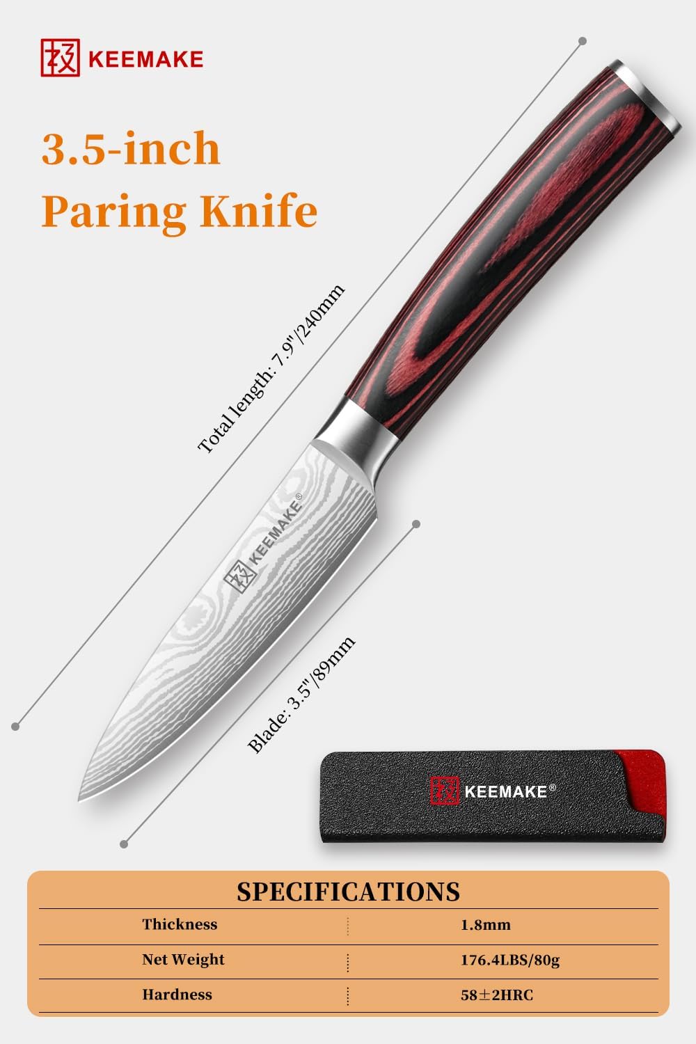 3.5 Inch Paring Knife - Ultra Sharp Fruit Knife High Carbon Stainless Steel Small Kitchen Knives for Peeling Slicing with Ergonomic Handle with Elegant Gift Box