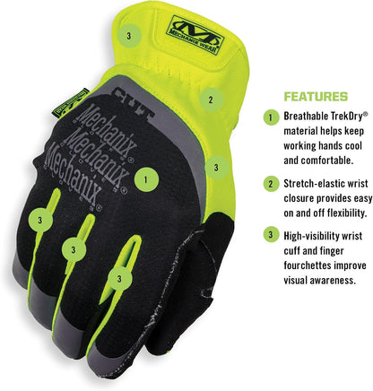 FastFit E5 Work Gloves XX-Large Black/Fluorescent Yellow | High-Dexterity E5 Design with Breathable Synthetic Leather, Touchscreen Capable & Machine Washable Convenience