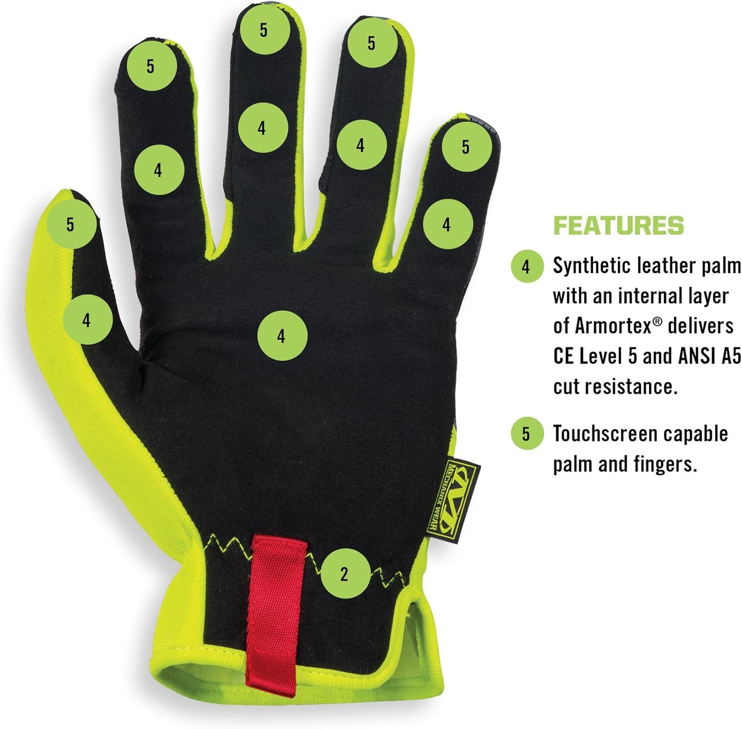 FastFit E5 Work Gloves XX-Large Black/Fluorescent Yellow | High-Dexterity E5 Design with Breathable Synthetic Leather, Touchscreen Capable & Machine Washable Convenience