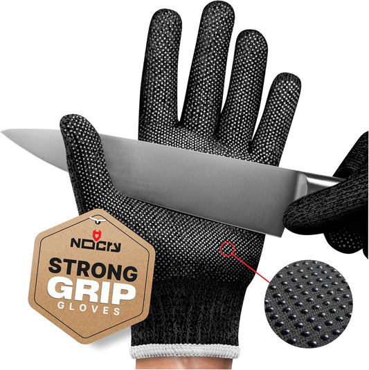 Cut Resistant Gloves Food Grade with Grip Dots for Superb Grip - Breathable & Lightweight - Ambidextrous - Ideal for Chefs and for Woodworking