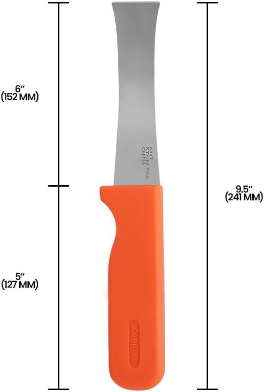 K117 Row Crop Harvest Knife, Broccoli/Produce, 6-Inch Wavy Stainless Steel Blade , Orange