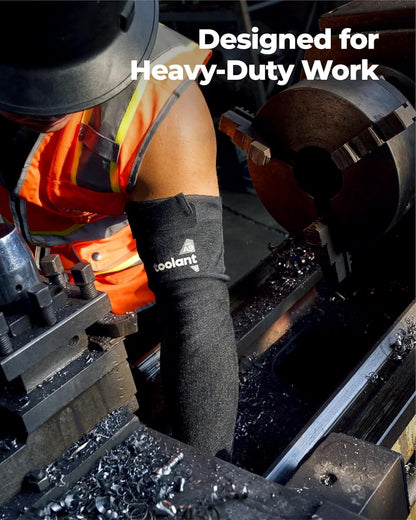 ANSI A9 Cut Resistant Arm Sleeves, Arm Guards for High Risk Work | HPPE steel wire A9 max cut resistant,fiberglass-free,allergy-friendly,breathable 15G knit,adjustable cuff for high-risk work