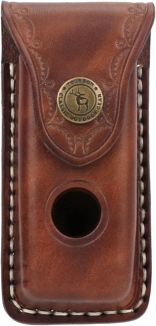 Leather Pocket Folding Knife Belt Sheath Blade Tool Case Carry EDC Holster | Dual Carry Orientation, Vertically or Horizontally, Hard Snap Closure, Perfect Fit for Small 91mm EDC Knives,Multi-Purpose