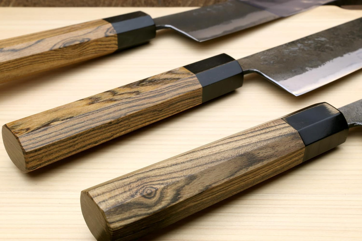 Yoshihiro Japanese High Carbon White Steel #2 Nashiji Gyuto Chefs Knife with Cocobolo Wood Handle (8.25'' (210mm))