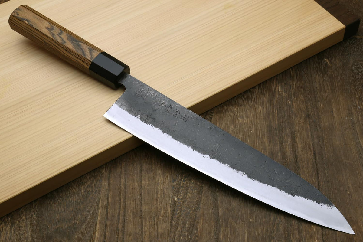Yoshihiro Japanese High Carbon White Steel #2 Nashiji Gyuto Chefs Knife with Cocobolo Wood Handle (8.25'' (210mm))